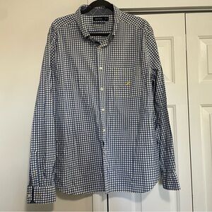 Nautica Class Fit Stretch Navy Yellow Plaid Button Down Shirt Size XXL